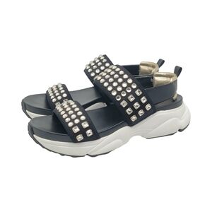Michael Kors Rooney Embellished Scuba Sport Sandals Black White Size 9